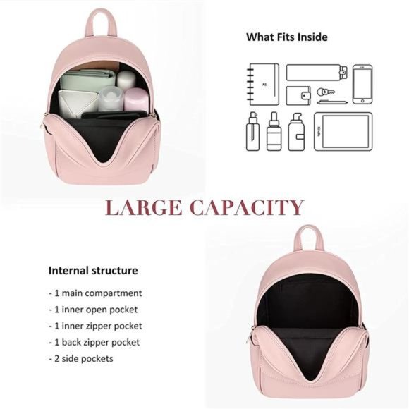 Mini Backpack for Women Cute Bowknot Small Backpack Purse Ladies Leather Bookbag - Picture 6 of 6